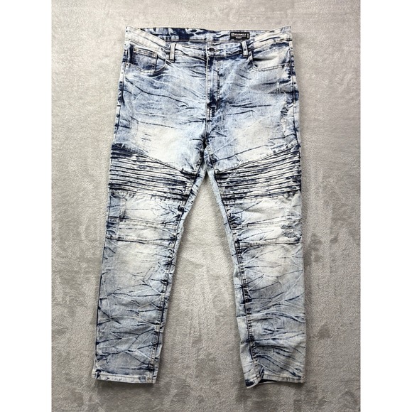 Southpole Skinny Moto Jeans Mens 42x30 Blue Acid Wash Stretch Denim Y2K‎ Hip Hop - Picture 1 of 11